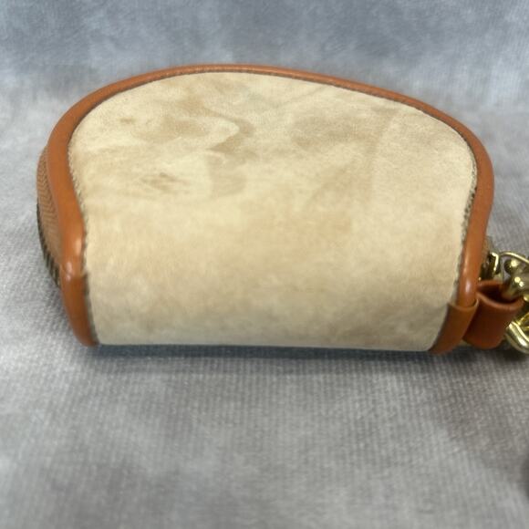 Vintage Dooney & Bourke USA Tan & Brown Leather Coin Purse Keychain - Picture 4 of 7